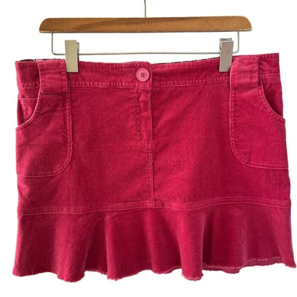 Y2K Star City Dark Pink Stretch Corduroy Low Rise Micro‎ Mini Skirt Size 10